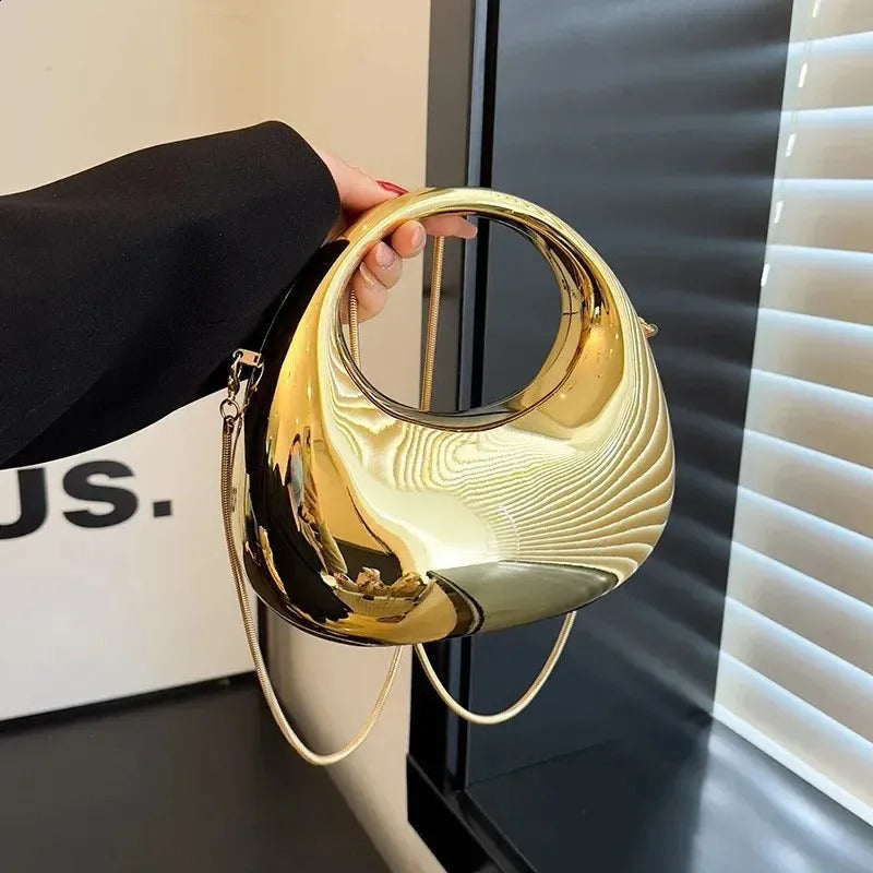 Χρυσή Ακρυλική Τσάντα Ημισελήνου