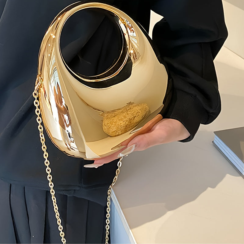 Χρυσή Ακρυλική Τσάντα Ημισελήνου