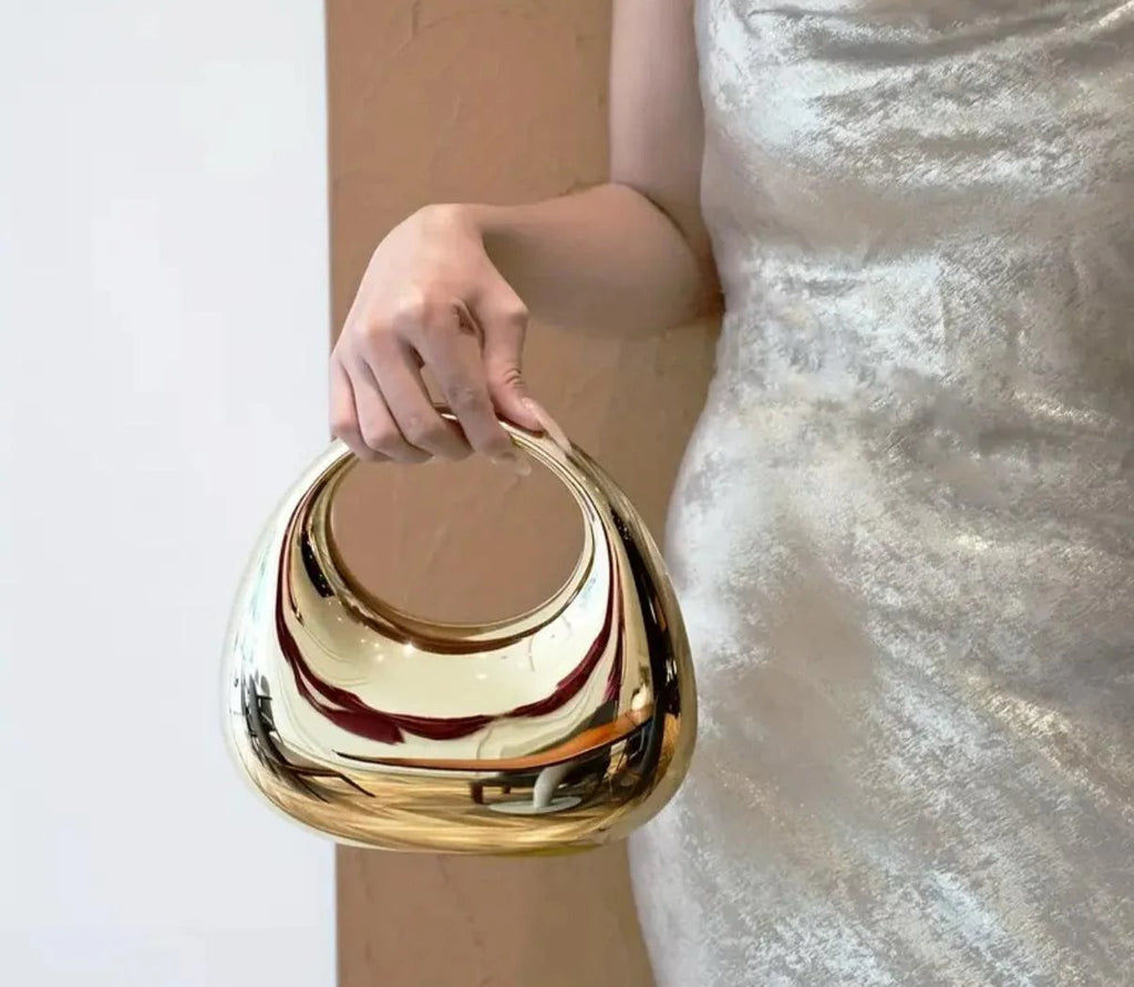 Χρυσή Ακρυλική Τσάντα Ημισελήνου