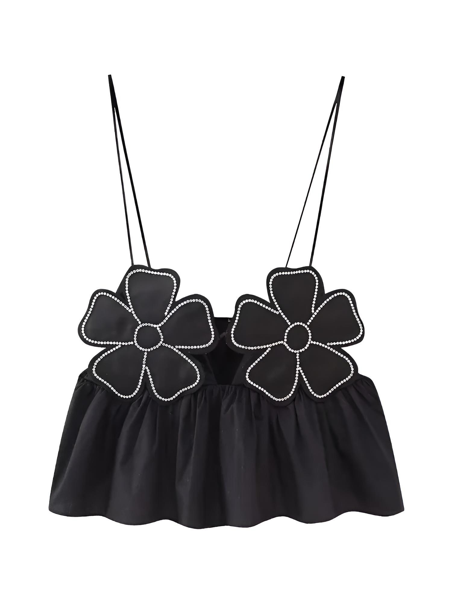 Μπλούζα Στο Στήθος Με Λουλούδια