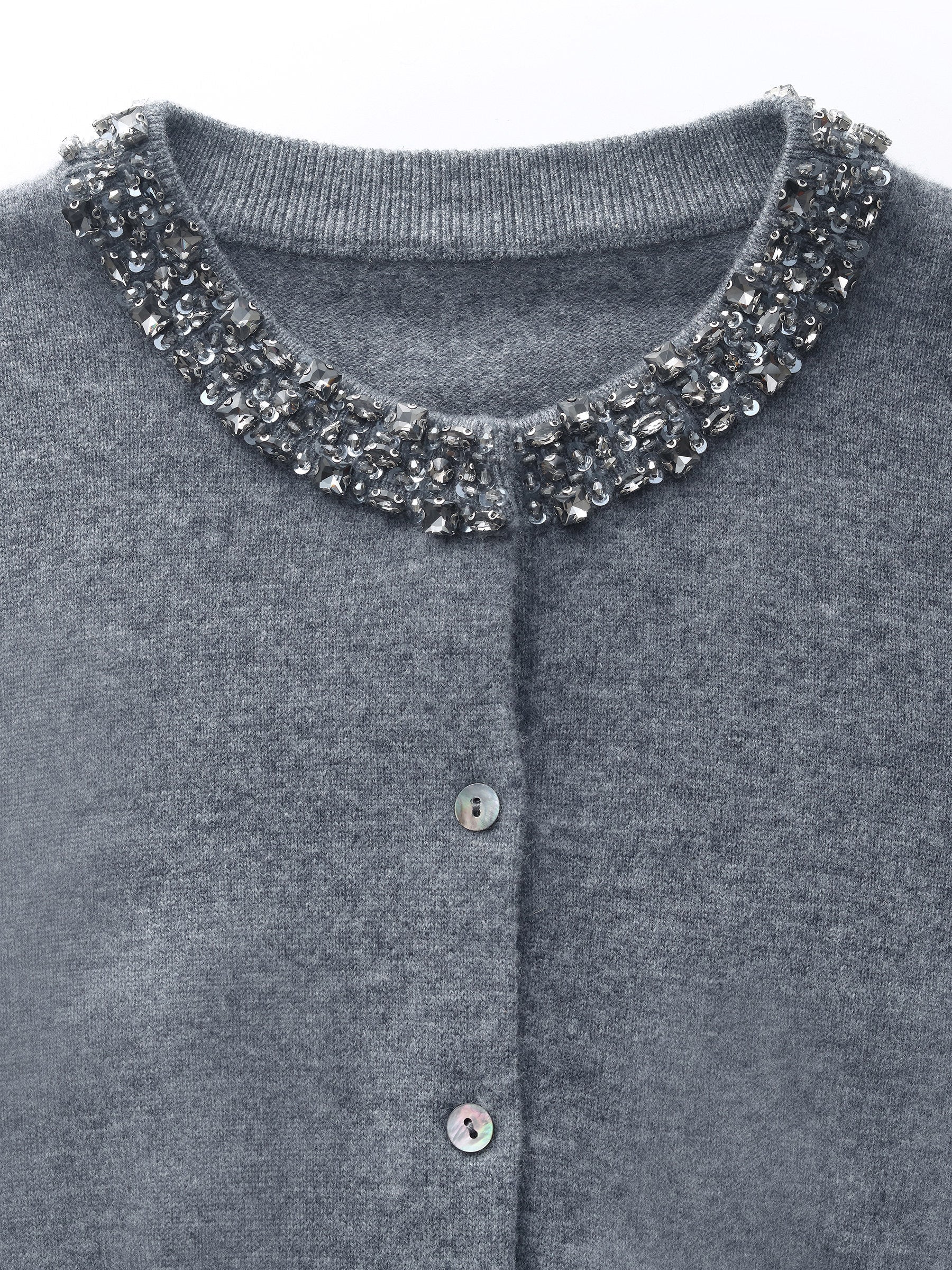 Γυναικείο Ζακέτα Με Στρογγυλή Λαιμόκοψη Και Χάντρες