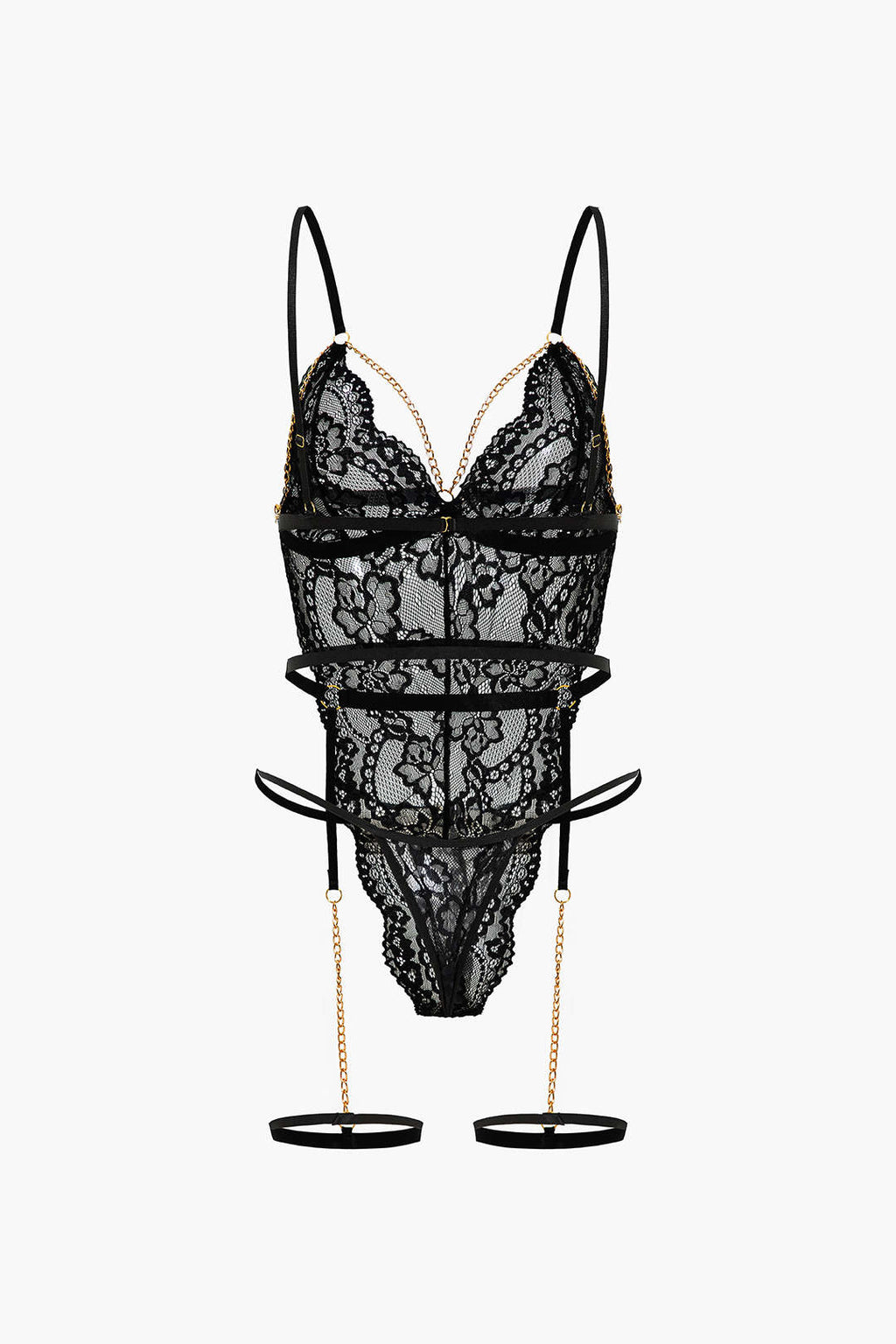 Σετ Ζαρτιέρες Με Μεταλλική Αλυσίδα Και Λεπτομέρεια, Με Λεπτομέρεια Στην Ύφανση