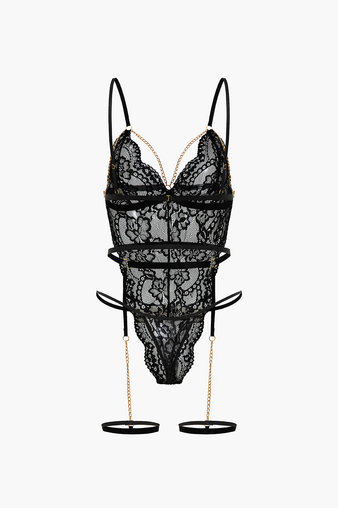 Σετ Ζαρτιέρες Με Μεταλλική Αλυσίδα Και Λεπτομέρεια, Με Λεπτομέρεια Στην Ύφανση