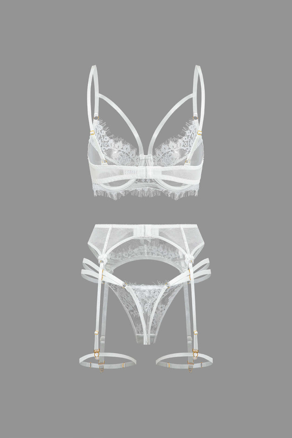 Σετ Ζαρτιέρες Με Δαντέλα Και Διάφανη Σόλα