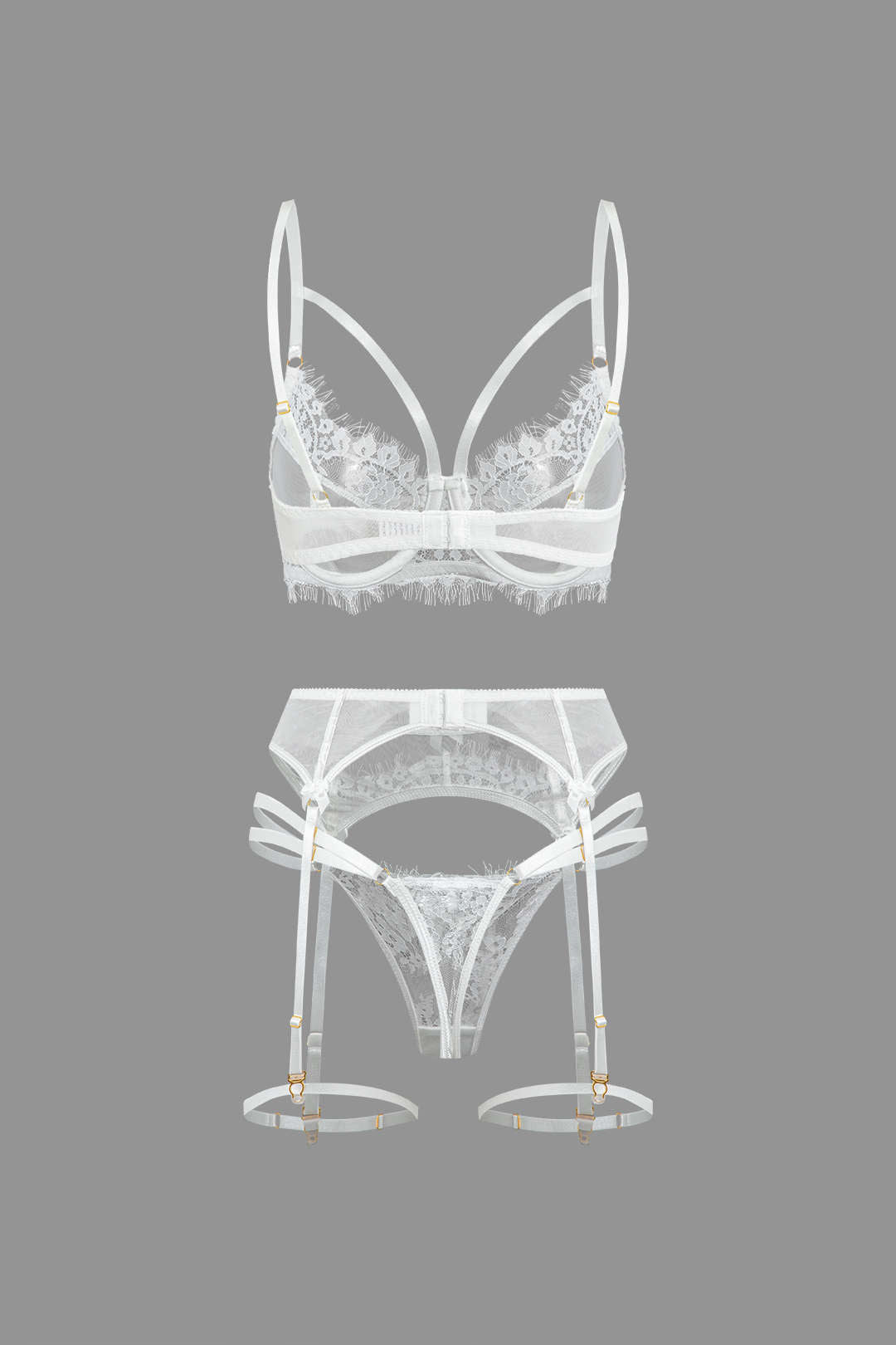 Σετ Ζαρτιέρες Με Δαντέλα Και Διάφανη Σόλα