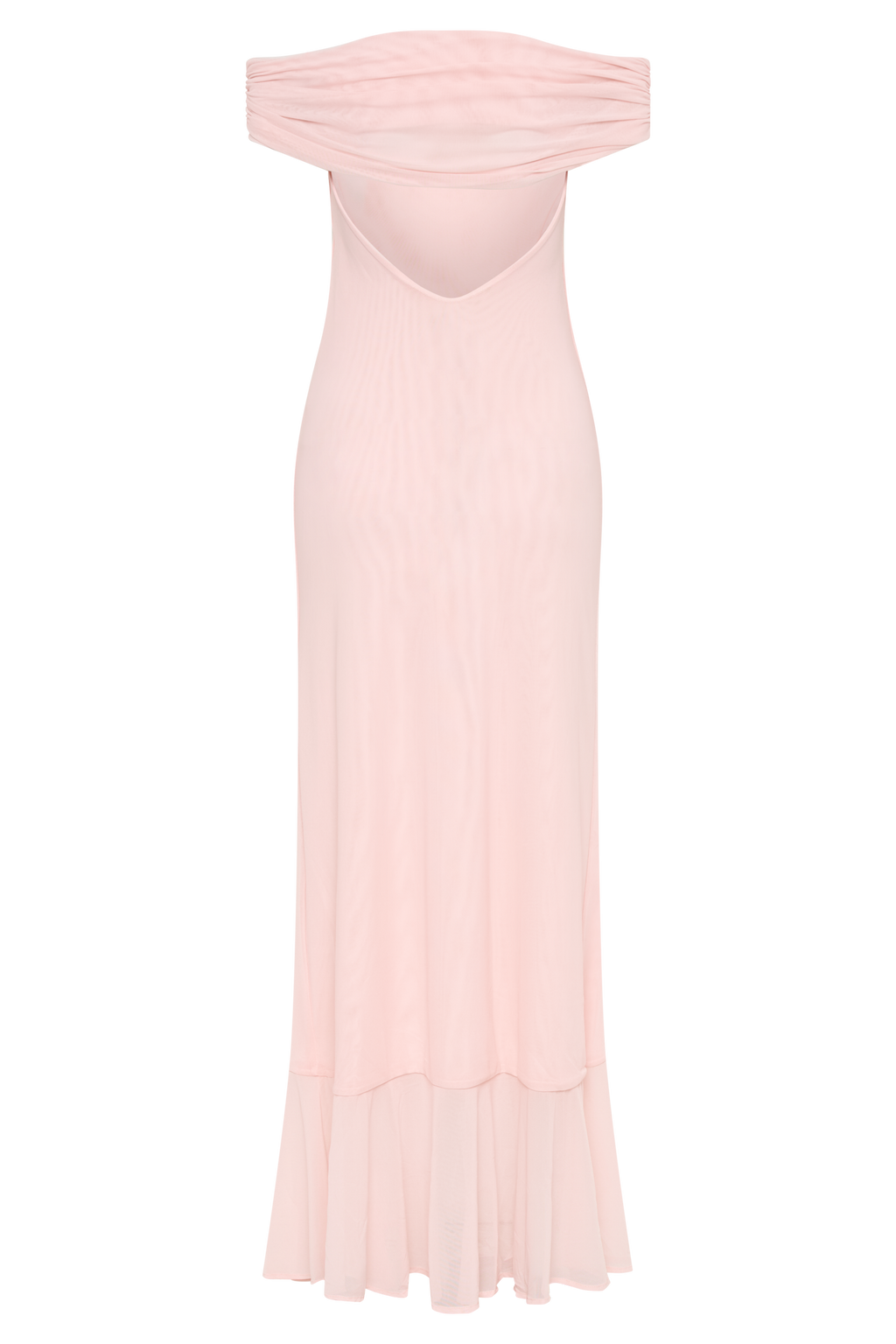 Φόρεμα Audrey Με Έξω Τους Ώμους Και Δικτυωτό Ύφασμα - Ανοιχτό Ροζ