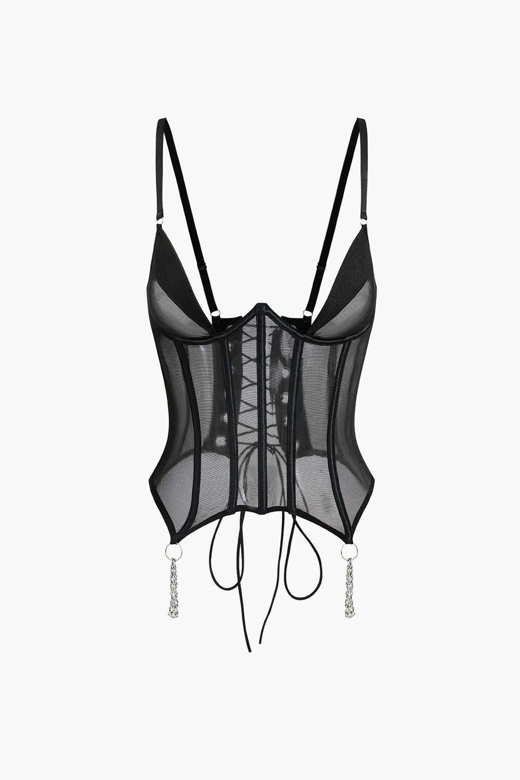 Σετ Ζαρτιέρες Με Μπούστο Και Αλυσίδα Από Τούλι