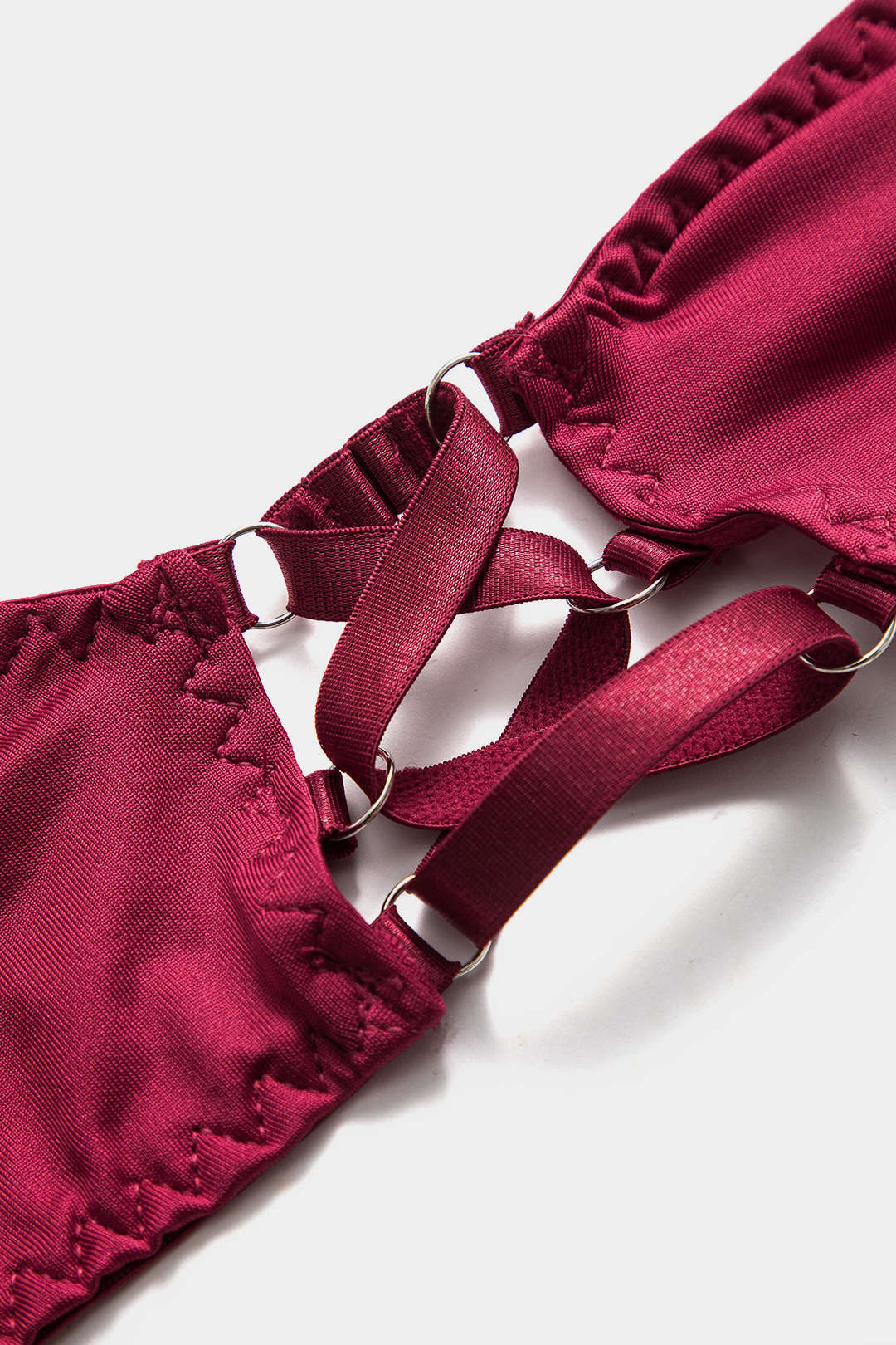 Σετ Εσώρουχων Με Ζαρτιέρες Και Γάντια, Με Τσόκερ Και Κοψίματα Μπροστά