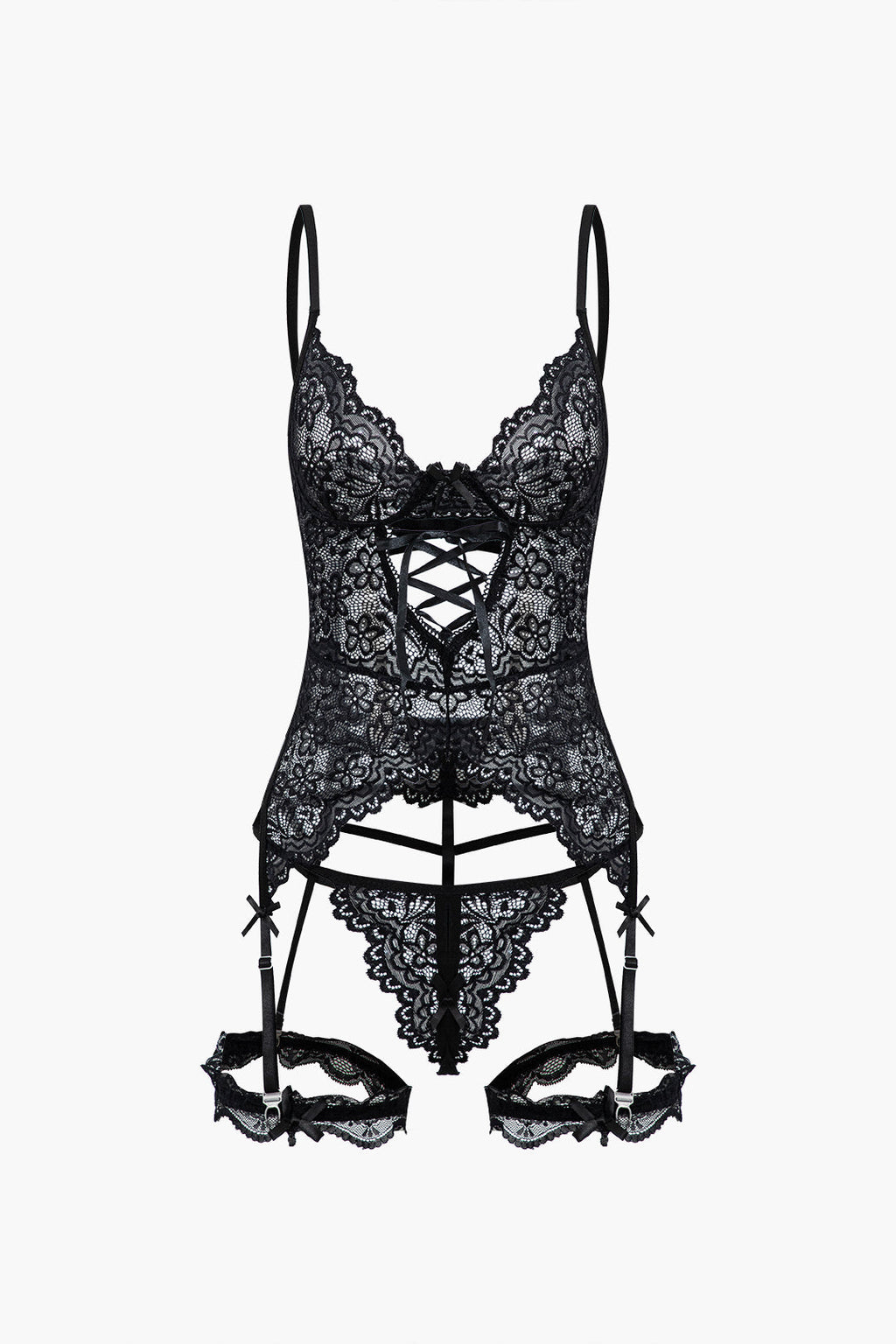 Σετ Ζαρτιέρες Με Μονόχρωμη Δαντέλα