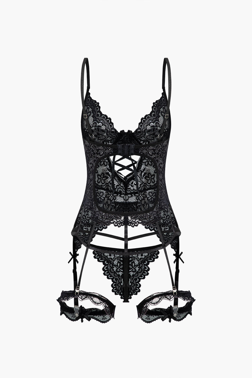 Σετ Ζαρτιέρες Με Μονόχρωμη Δαντέλα