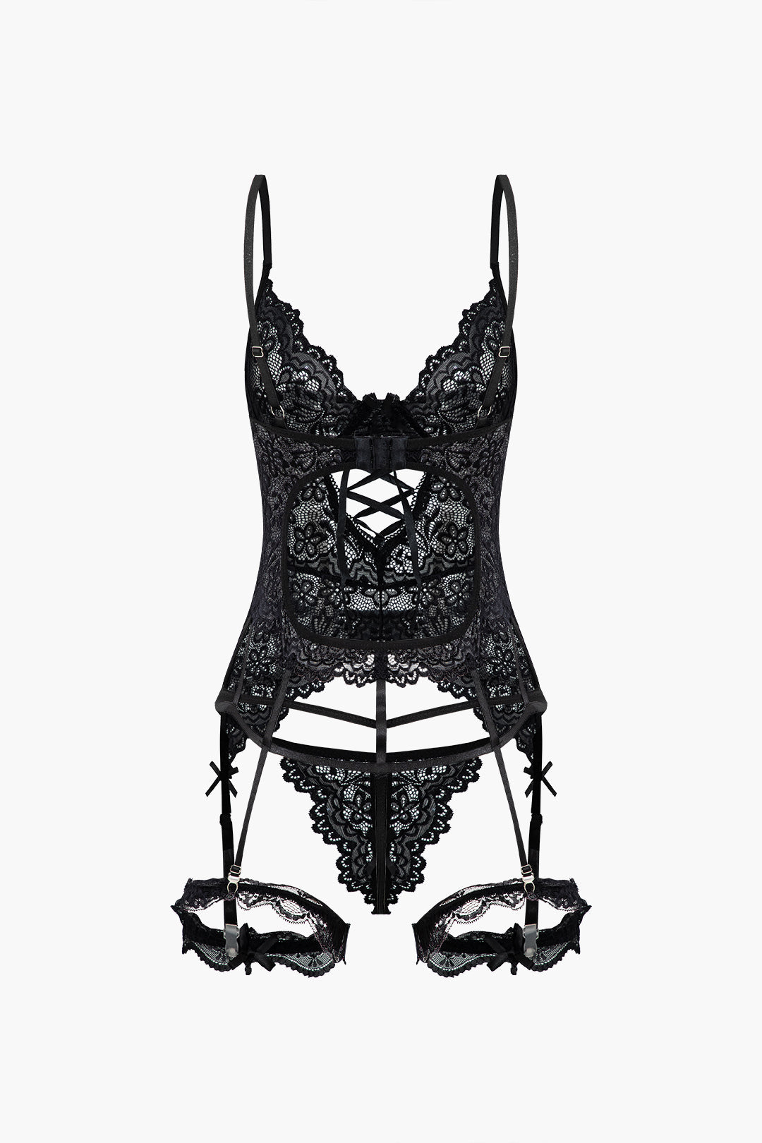 Σετ Ζαρτιέρες Με Μονόχρωμη Δαντέλα