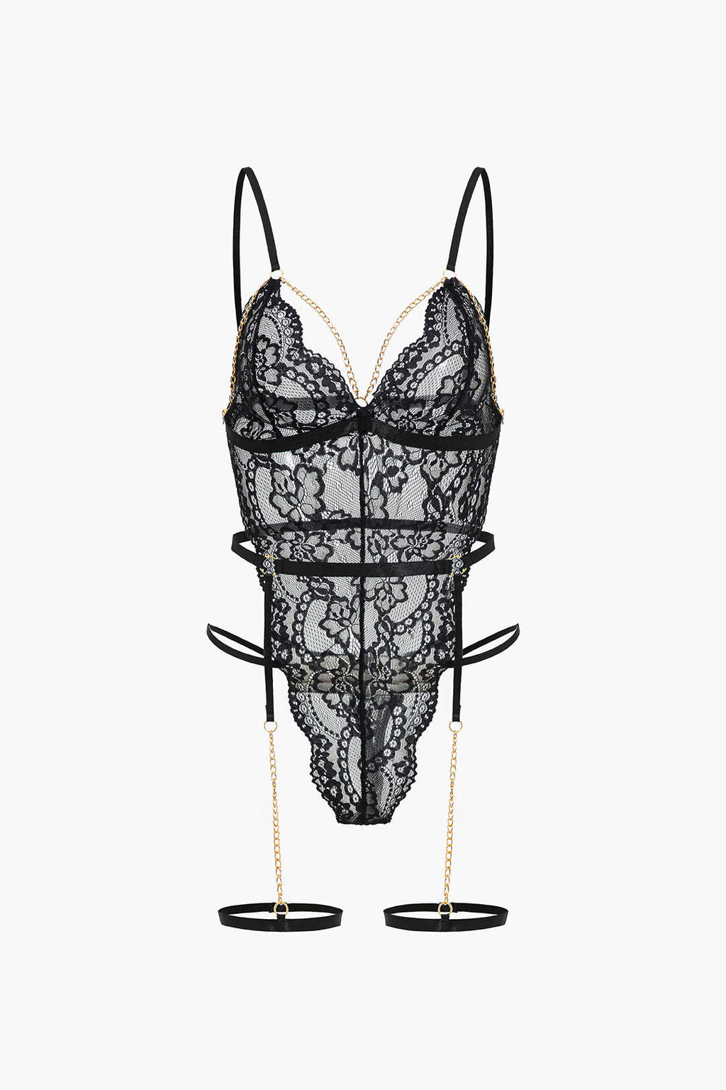 Σετ Ζαρτιέρες Με Μεταλλική Αλυσίδα Και Λεπτομέρεια, Με Λεπτομέρεια Στην Ύφανση