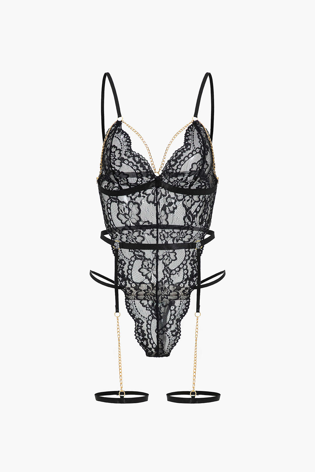 Σετ Ζαρτιέρες Με Μεταλλική Αλυσίδα Και Λεπτομέρεια, Με Λεπτομέρεια Στην Ύφανση