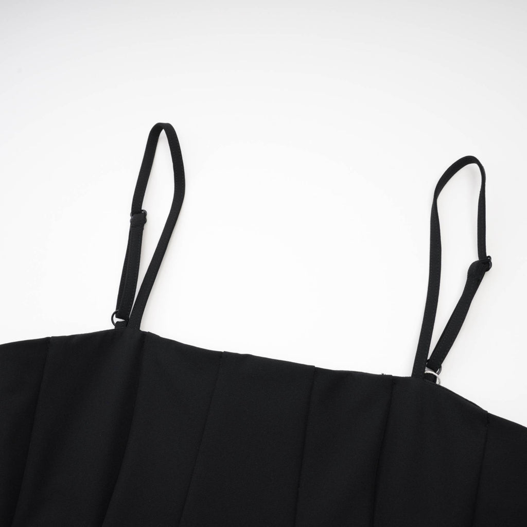 Μαύρο Φόρεμα Μίντι Με Ανοιχτή Πλάτη Cendrine Με Πτυχώσεις