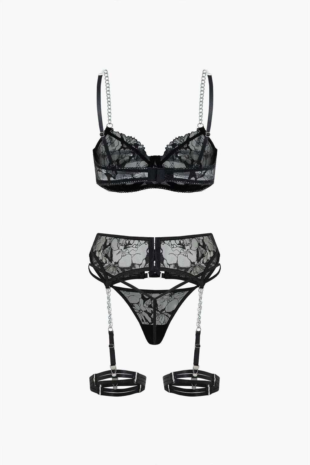 Σετ Ζαρτιέρες Με Σταυρό Από Τούλι Και Λεπτομέρειες