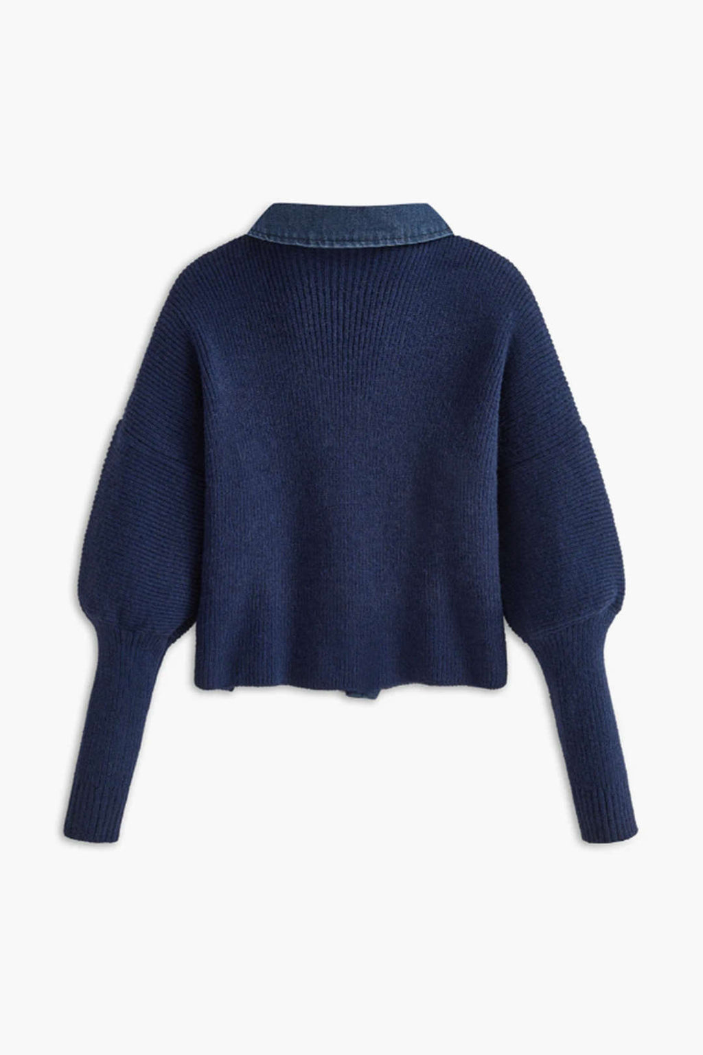 Πουλόβερ Με Γιακά Και Κουμπιά Σε Ζακετάκι Από Τζιν