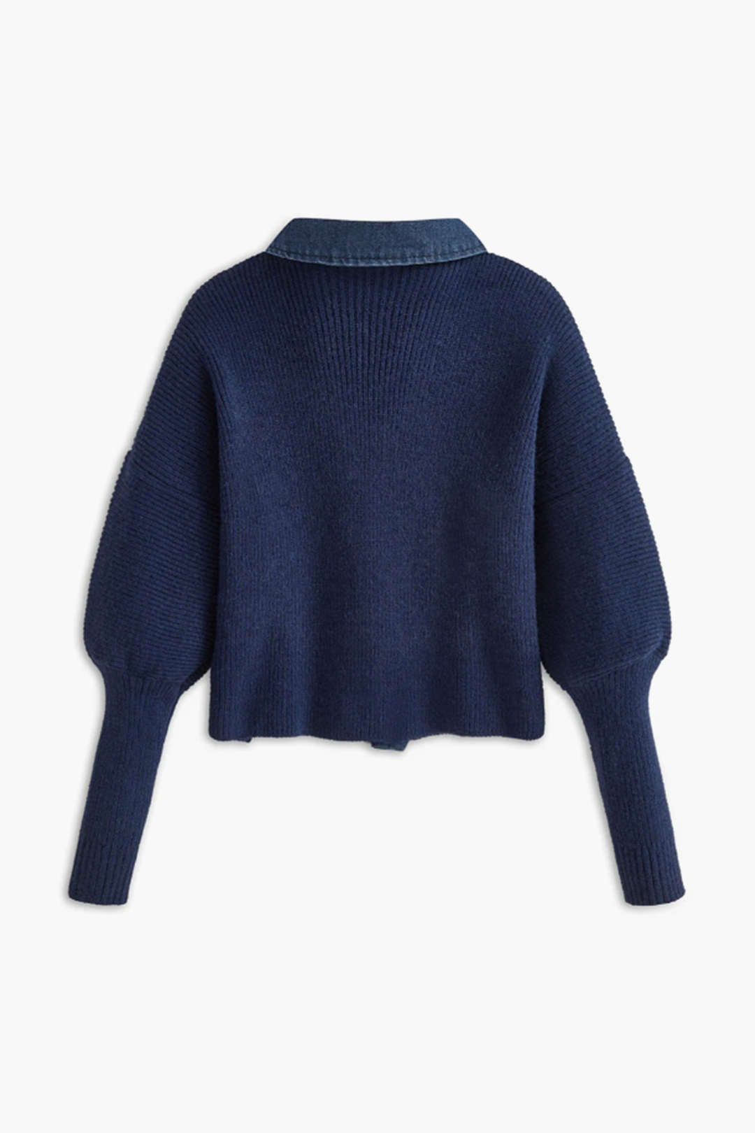 Πουλόβερ Με Γιακά Και Κουμπιά Σε Ζακετάκι Από Τζιν