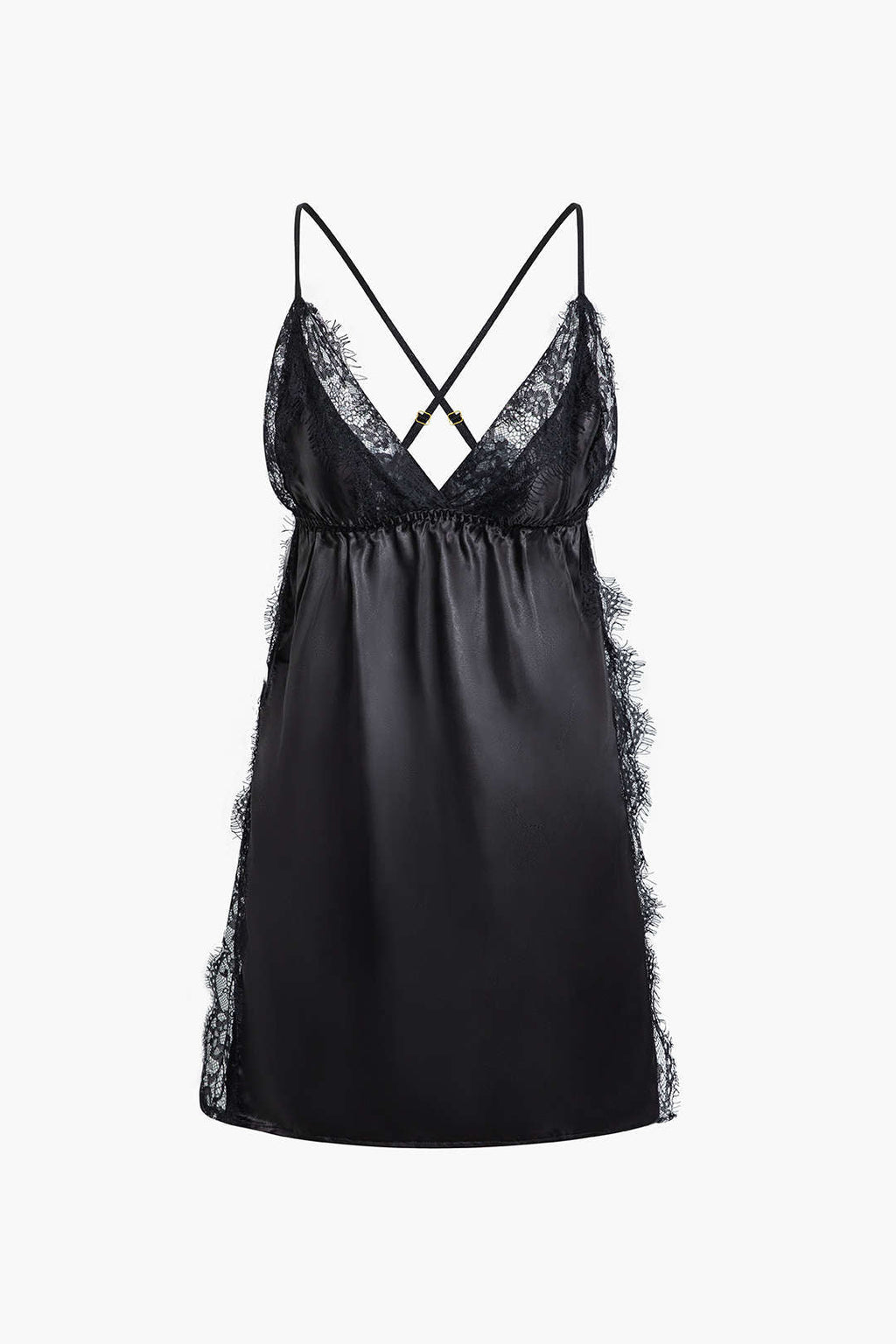 Νυχτικό Με Ανοιχτή Πλάτη Και Βολάν Από Σατέν Δαντέλα