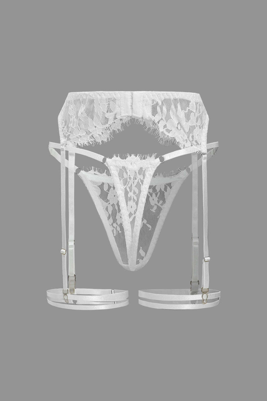 Σετ Ζαρτιέρες Με Δαντέλα Και Διάφανη Σόλα