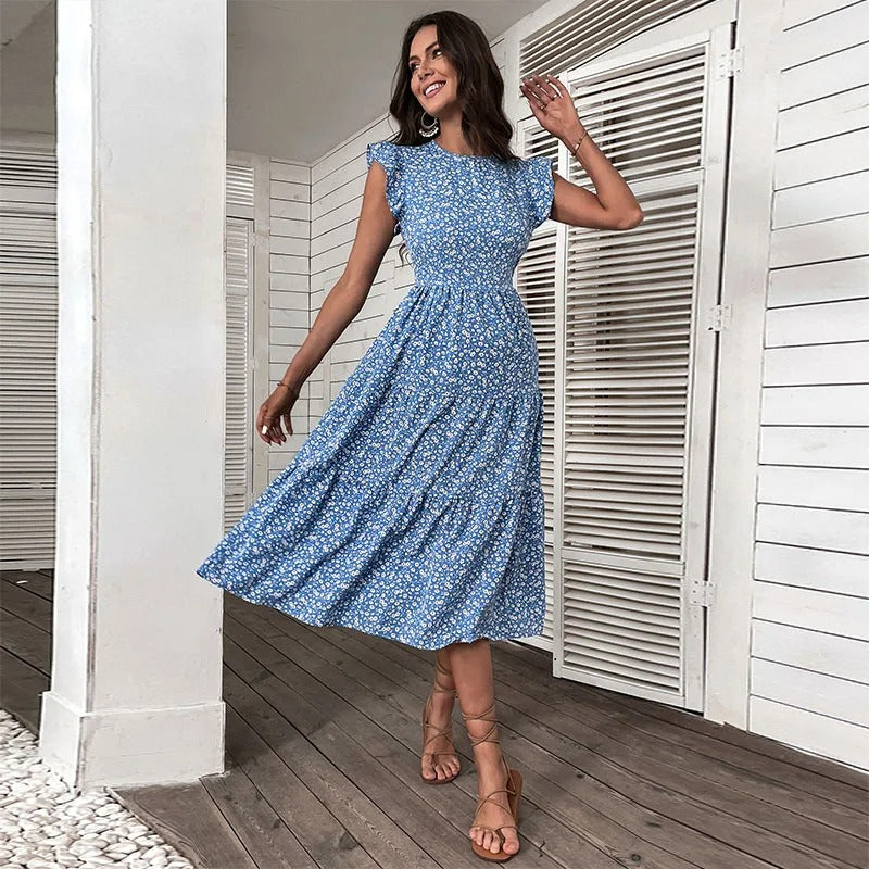 Eloise Yüksek Bel Çiçekli Elbise - Riosso