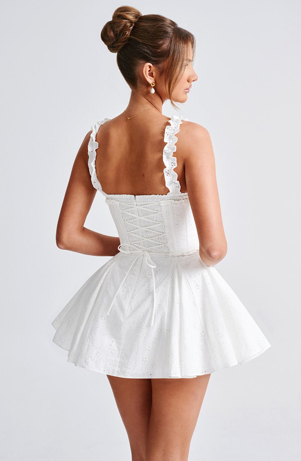 Φόρεμα Elva Με Δαντέλα Και Βολάν - Ιβουάρ