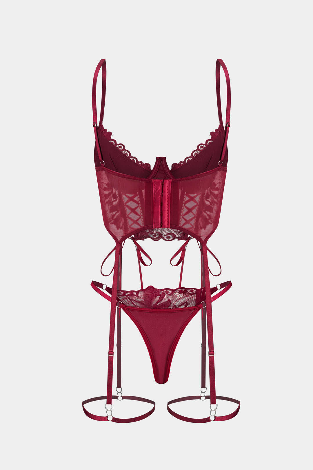 Σετ Εσώρουχων Με Δαντέλα Και Σταυρωτή Δαντέλα, Χωρίς Πλάτη