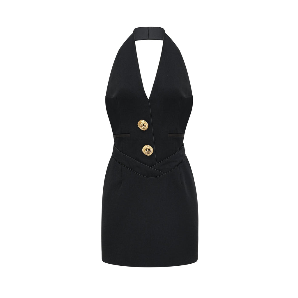 Μαύρο Μίνι Φόρεμα Με Τιράντες Και Λαιμόκοψη ®
