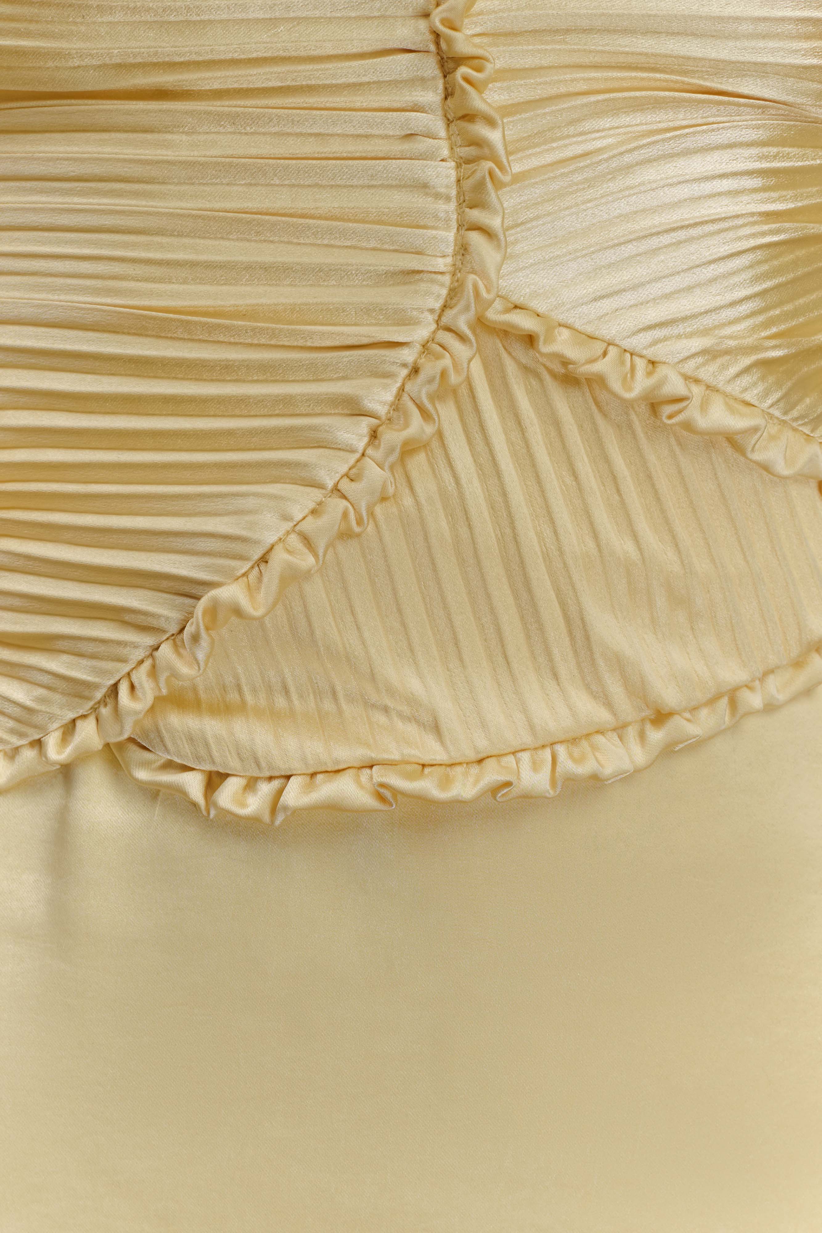 Φόρεμα Larissa Laced Leaf Maxi Από Σατέν - Λεμόνι