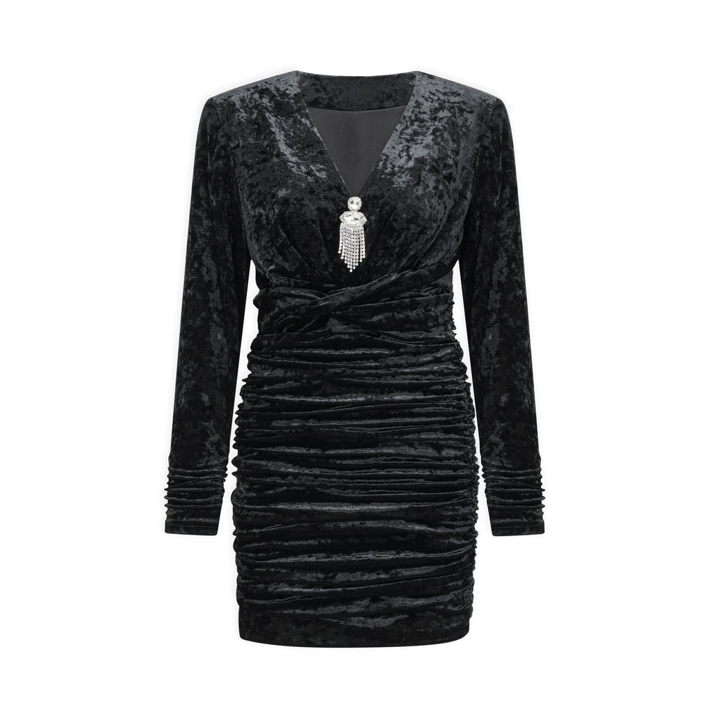 Μαύρο Φόρεμα Με V Λαιμόκοψη Léa