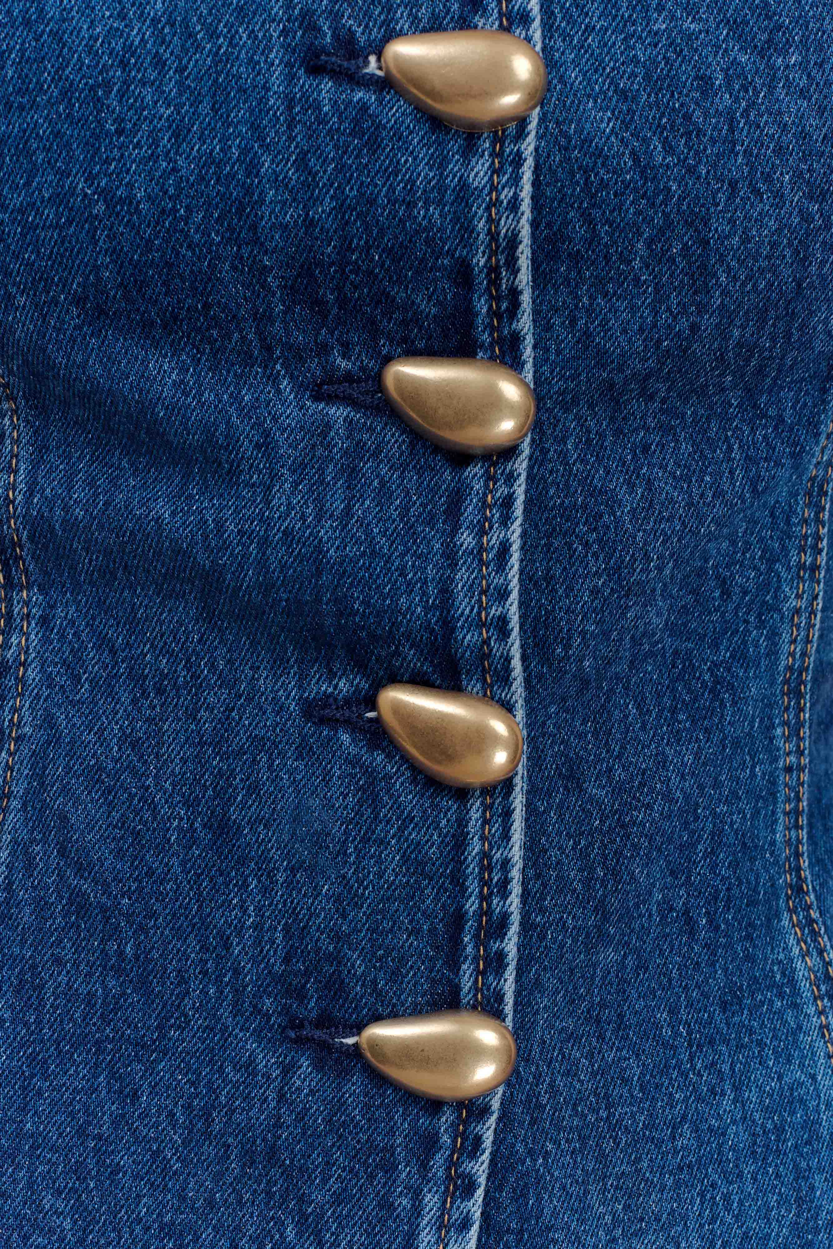 Lennox Στράπλες Μακρύ Ριγέ Μπλούζα Με Κουμπιά - Σκούρο Μπλε