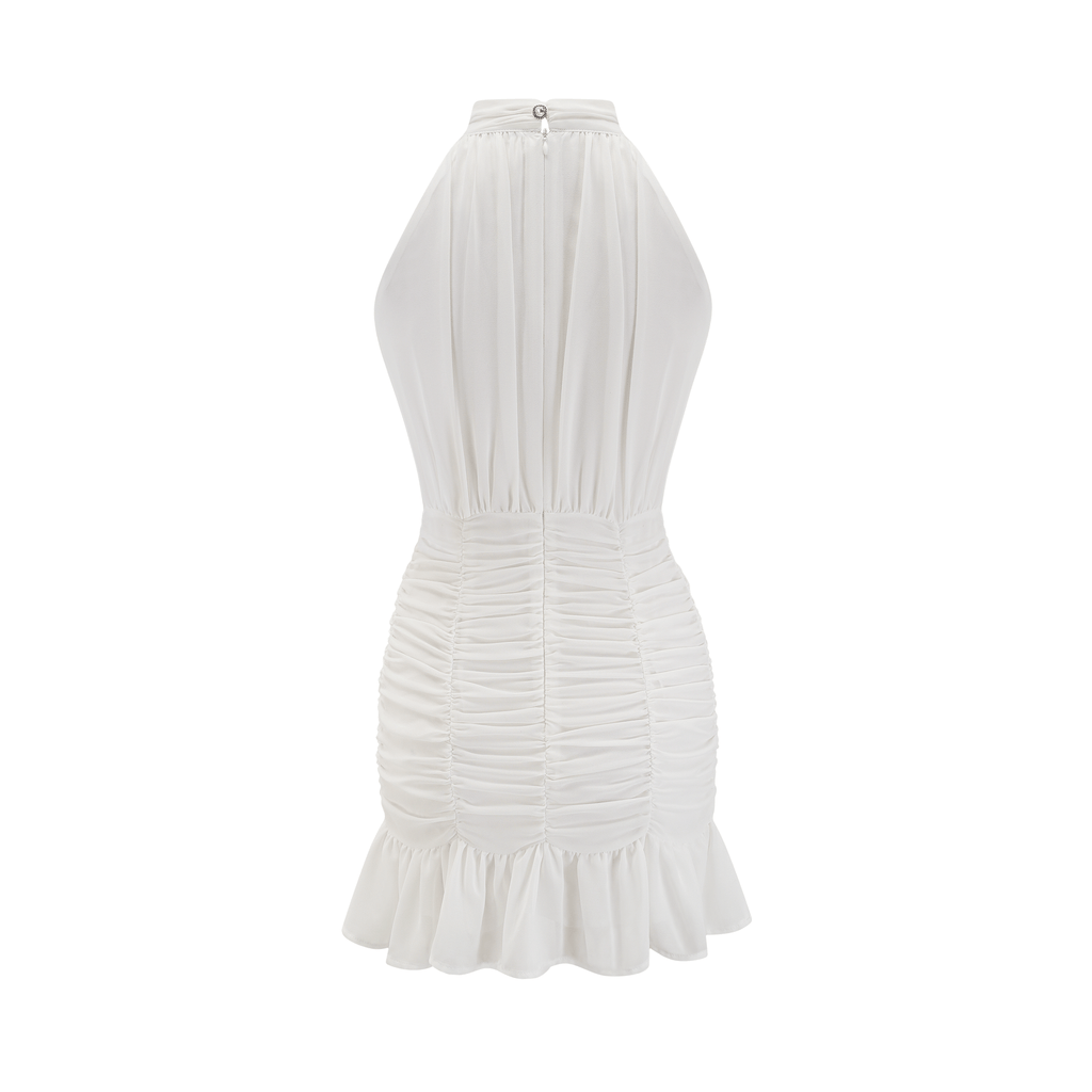 Φόρεμα Με Βελούδινη Λευκή Φούστα Και Λουλουδάτες Τιράντες