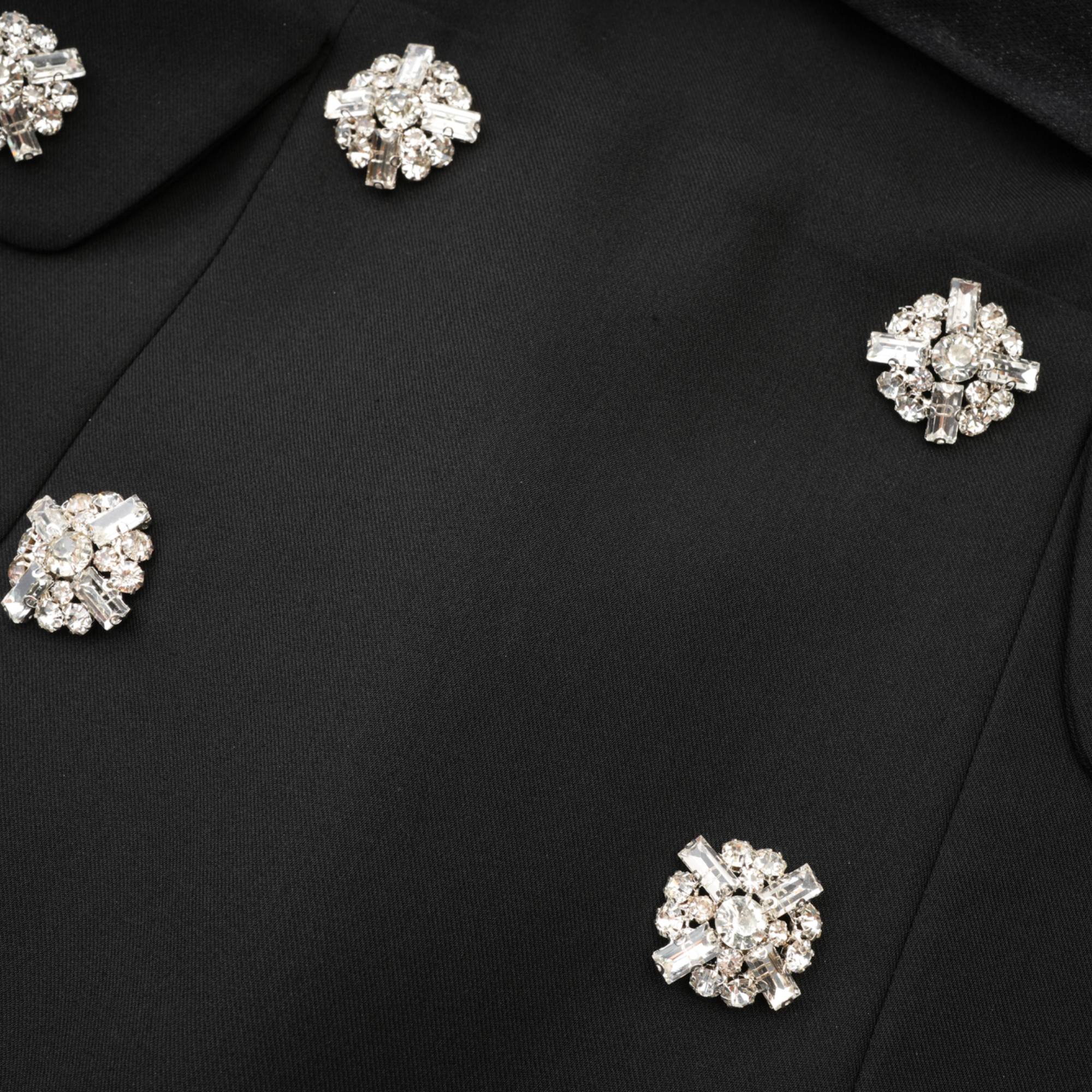 Μίνι Φόρεμα Mealla Με Κουμπιά Και Μαύρο Κρύσταλλο Και Φαρδύ Τελείωμα