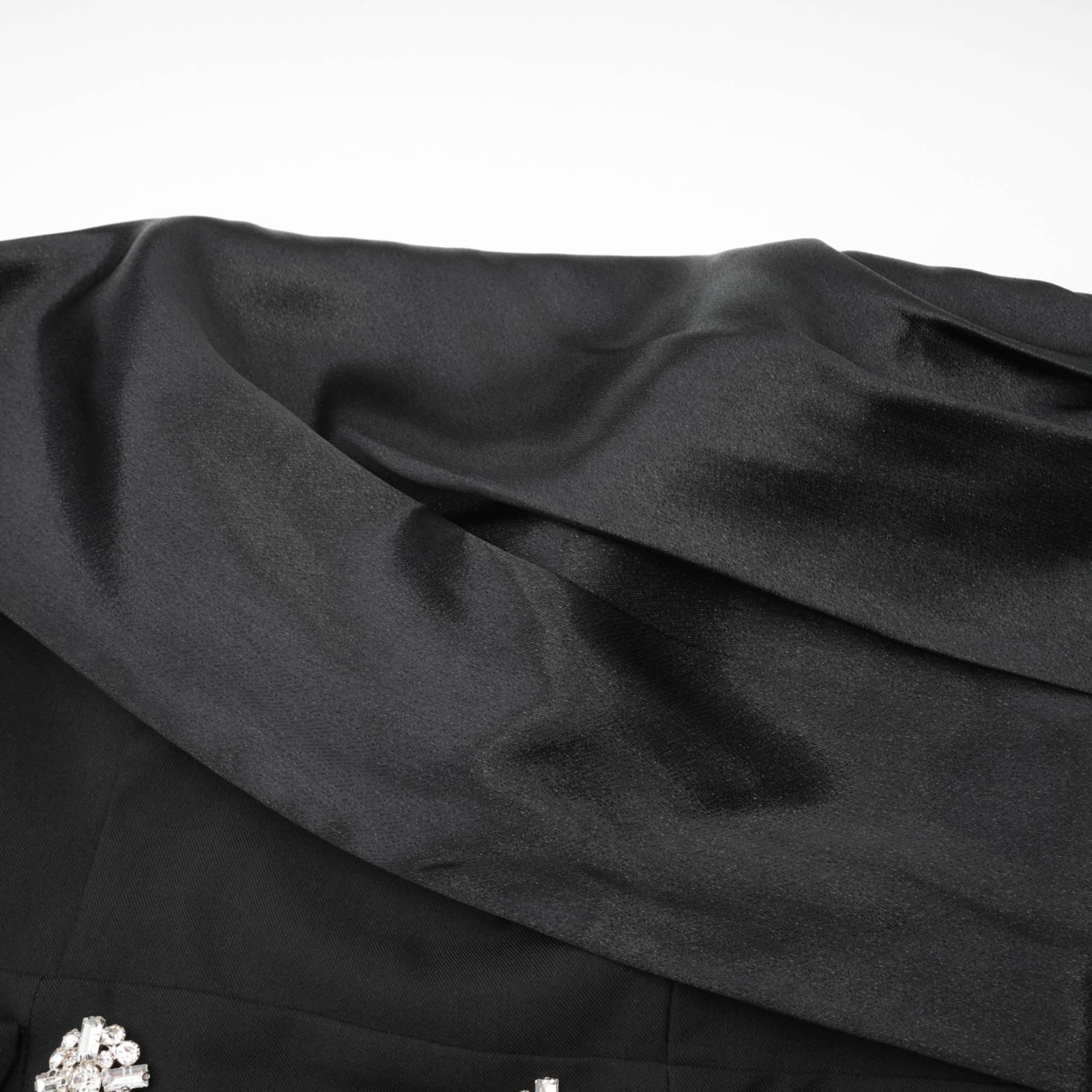 Μίνι Φόρεμα Mealla Με Κουμπιά Και Μαύρο Κρύσταλλο Και Φαρδύ Τελείωμα