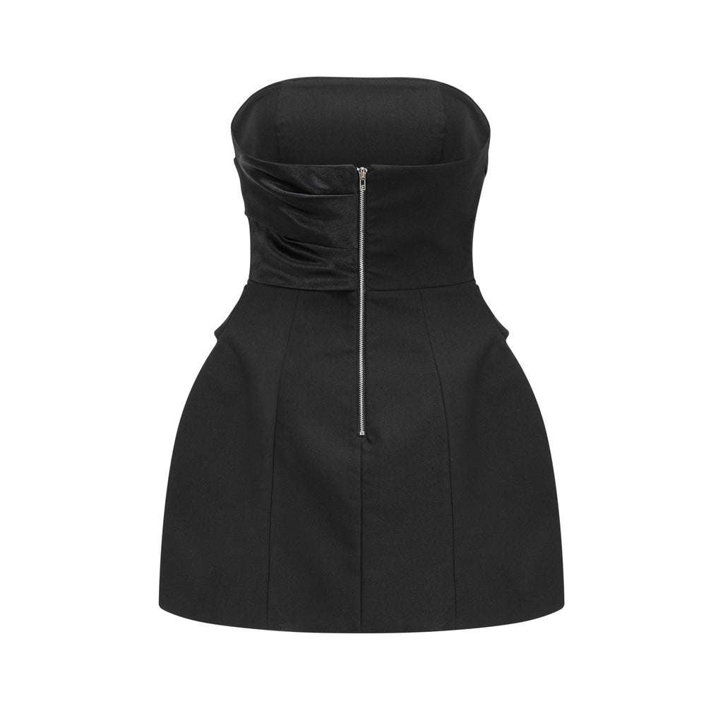 Μίνι Φόρεμα Mealla Με Κουμπιά Και Μαύρο Κρύσταλλο Και Φαρδύ Τελείωμα