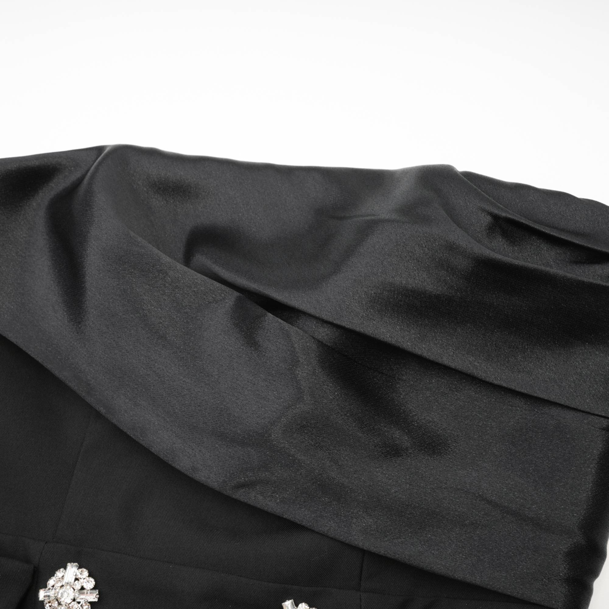 Μίνι Φόρεμα Mealla Με Κουμπιά Και Μαύρο Κρύσταλλο Και Φαρδύ Τελείωμα