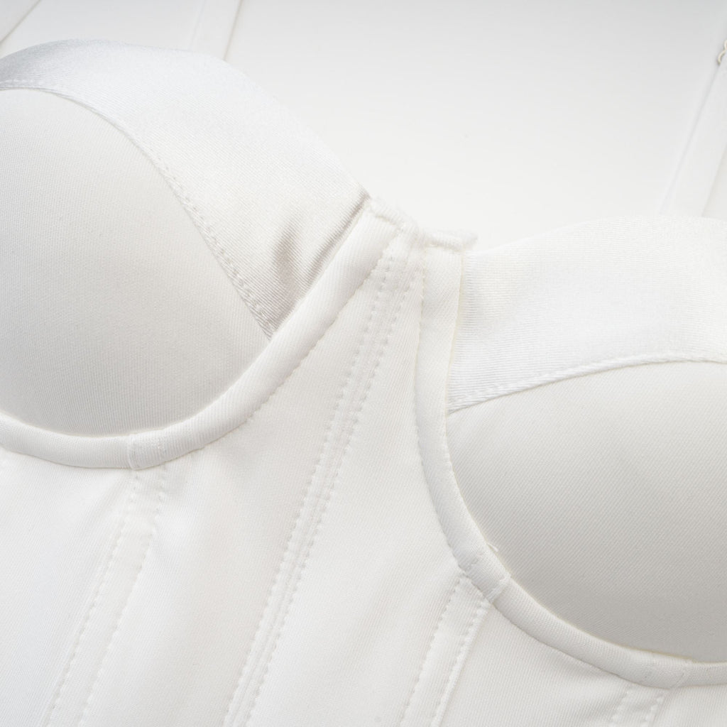 Λευκό Φόρεμα Με Μπουστάκι Muriel Και Μίντι Φόρεμα