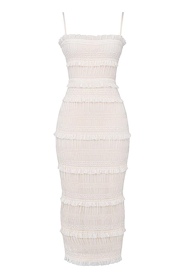 Φόρεμα Μακρύ Με Πλισέ Τελείωμα Σε Σχήμα Ορχιδέας