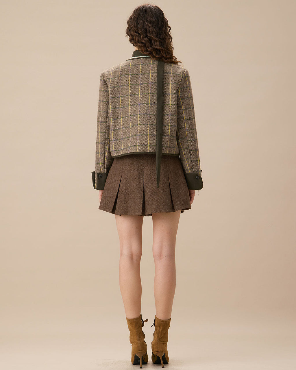 Πράσινο Καρό Μπουφάν Με Μία Τσέπη Και Κουμπιά