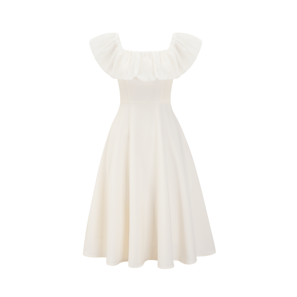 Φόρεμα Μίντι Περσεφόνης Με Λευκό Αμάνικο Σχέδιο