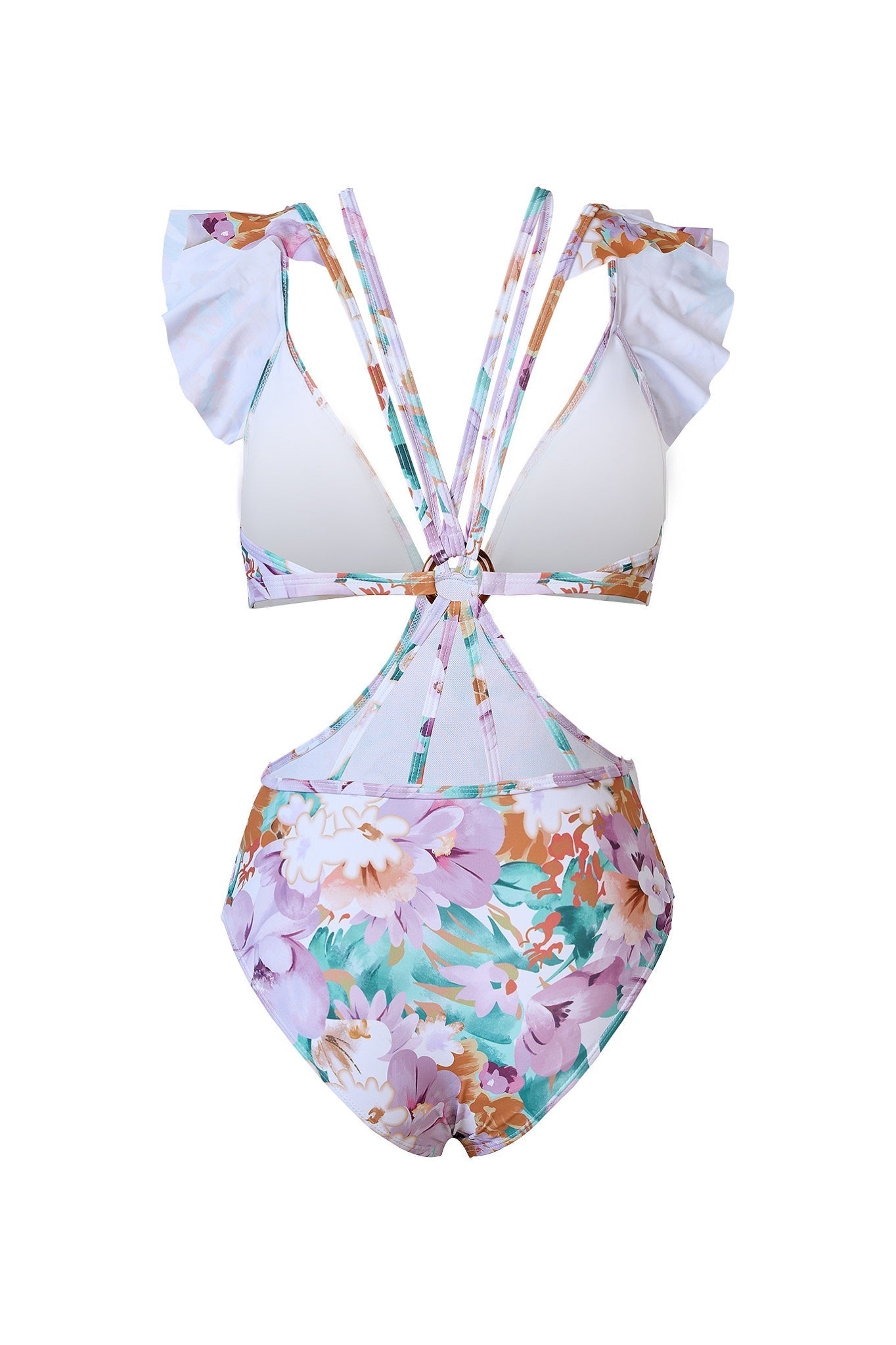 Ολόσωμο Μαγιό Παρεό Με Φλοράλ Τυπωμένα Βολάν