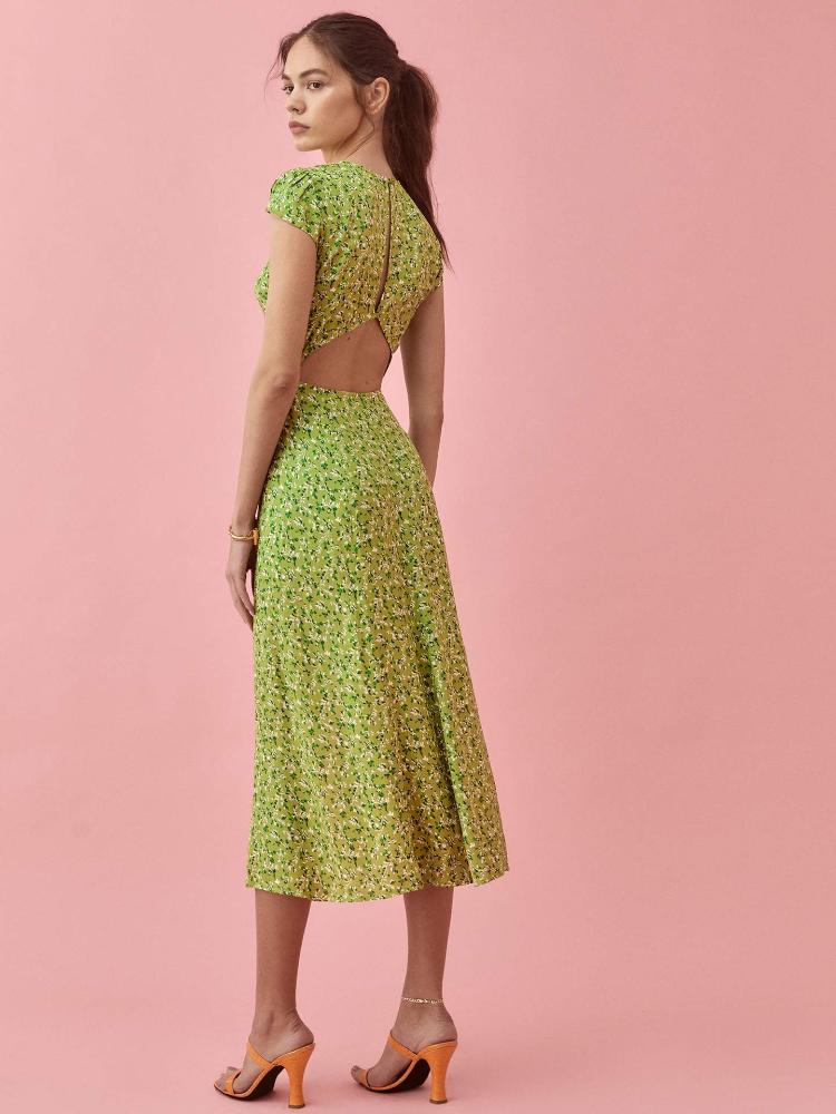 Φόρεμα Μίντι Με Στρογγυλή Λαιμόκοψη Και Στάμπα Rachel, Καλοκαιρινό