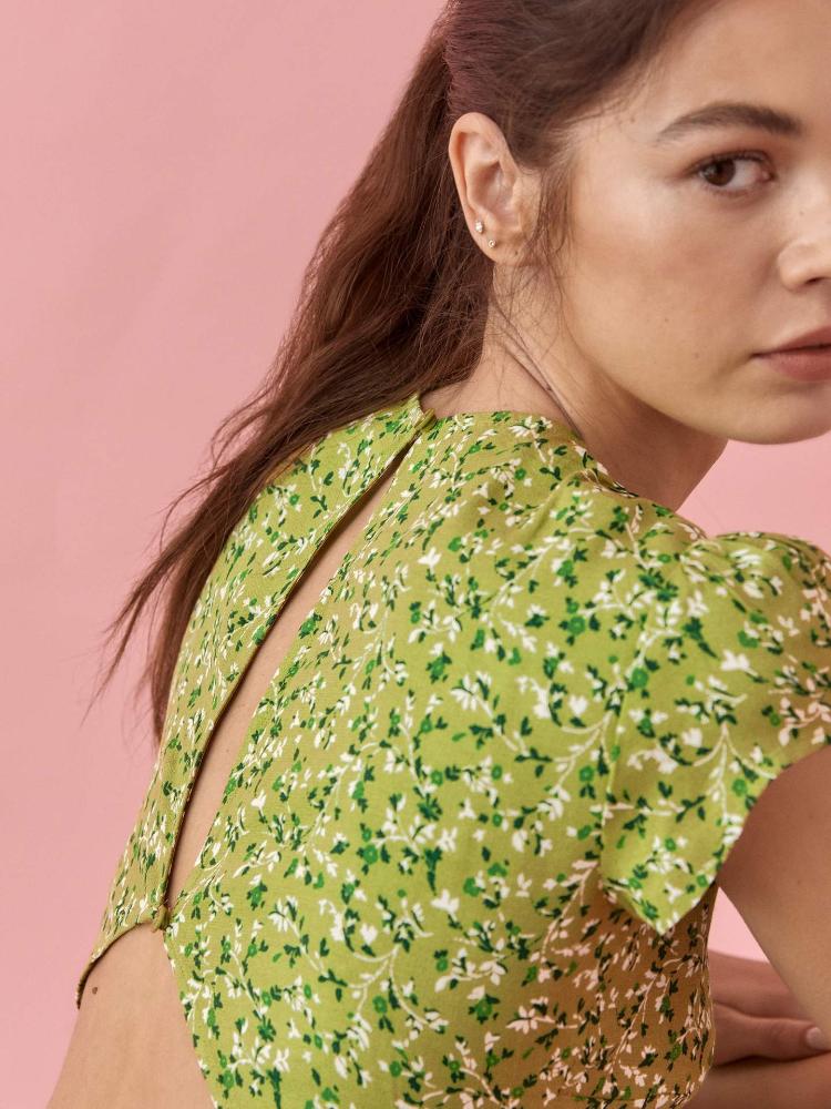 Φόρεμα Μίντι Καλοκαιρινό Με Στρογγυλή Λαιμόκοψη Και Στάμπα Rachel ®