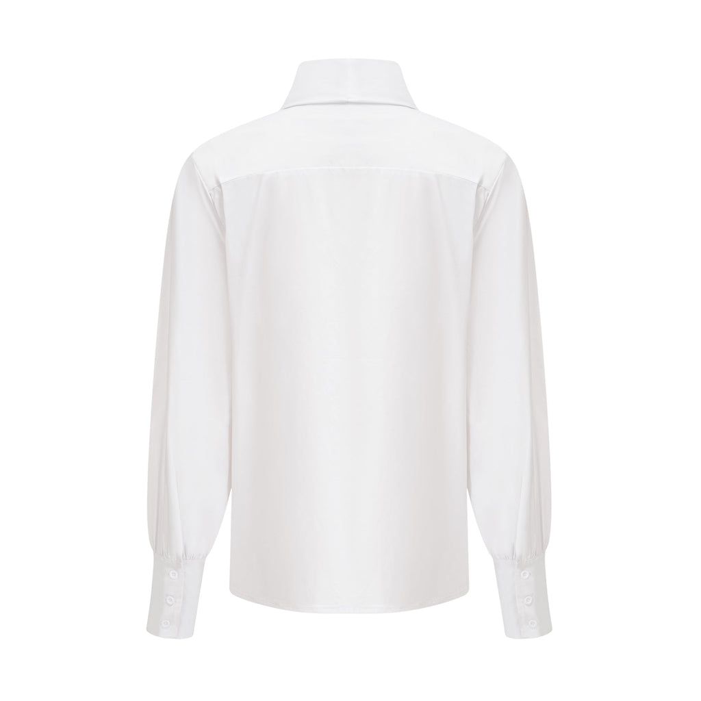 Πουκάμισο Solène Λευκό Βαμβακερό Δέσιμο Μπροστά