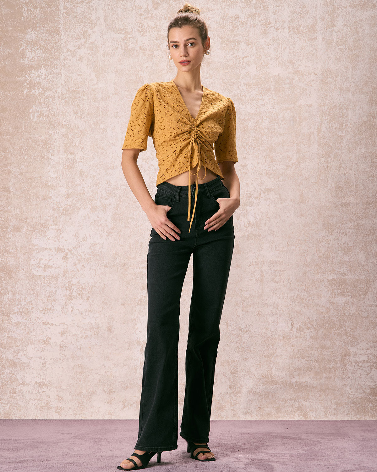 Μαύρο Τζιν Με Ψηλή Μέση Και Ίσια Γραμμή