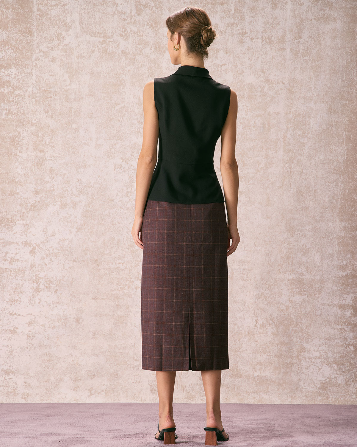 Μαύρο Αμάνικο Γιλέκο Με Κουμπιά Και Γιακά