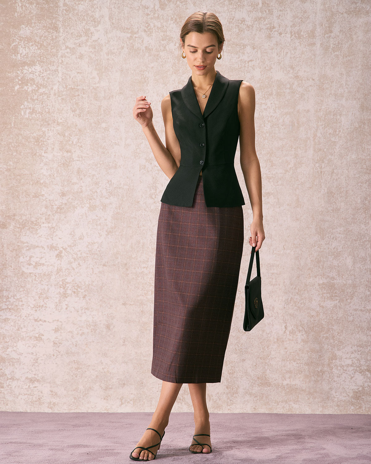 Μαύρο Αμάνικο Γιλέκο Με Κουμπιά Και Γιακά