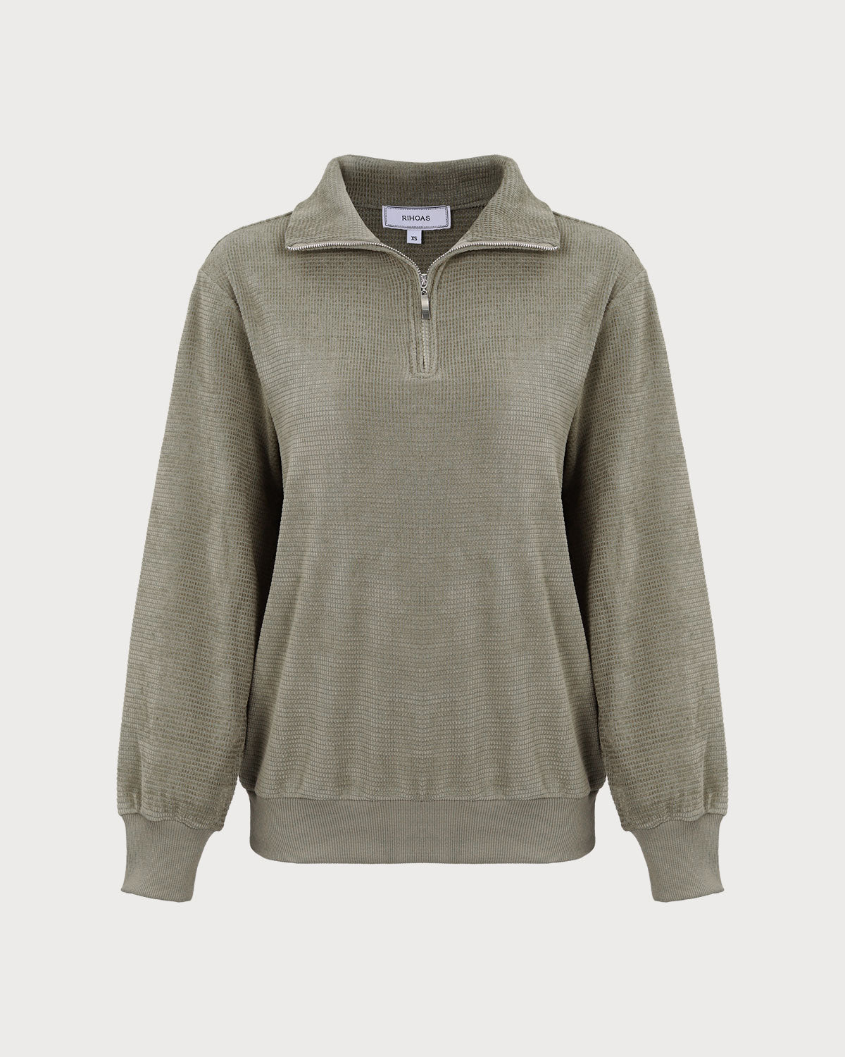 Πράσινο Φούτερ Με Φερμουάρ Και Ανοιχτούς Ώμους