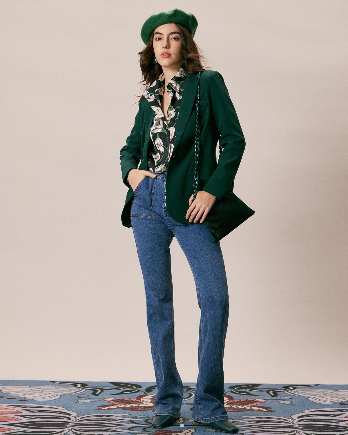 Πράσινο Σακάκι Με Ένα Κουμπί Και Πέτο