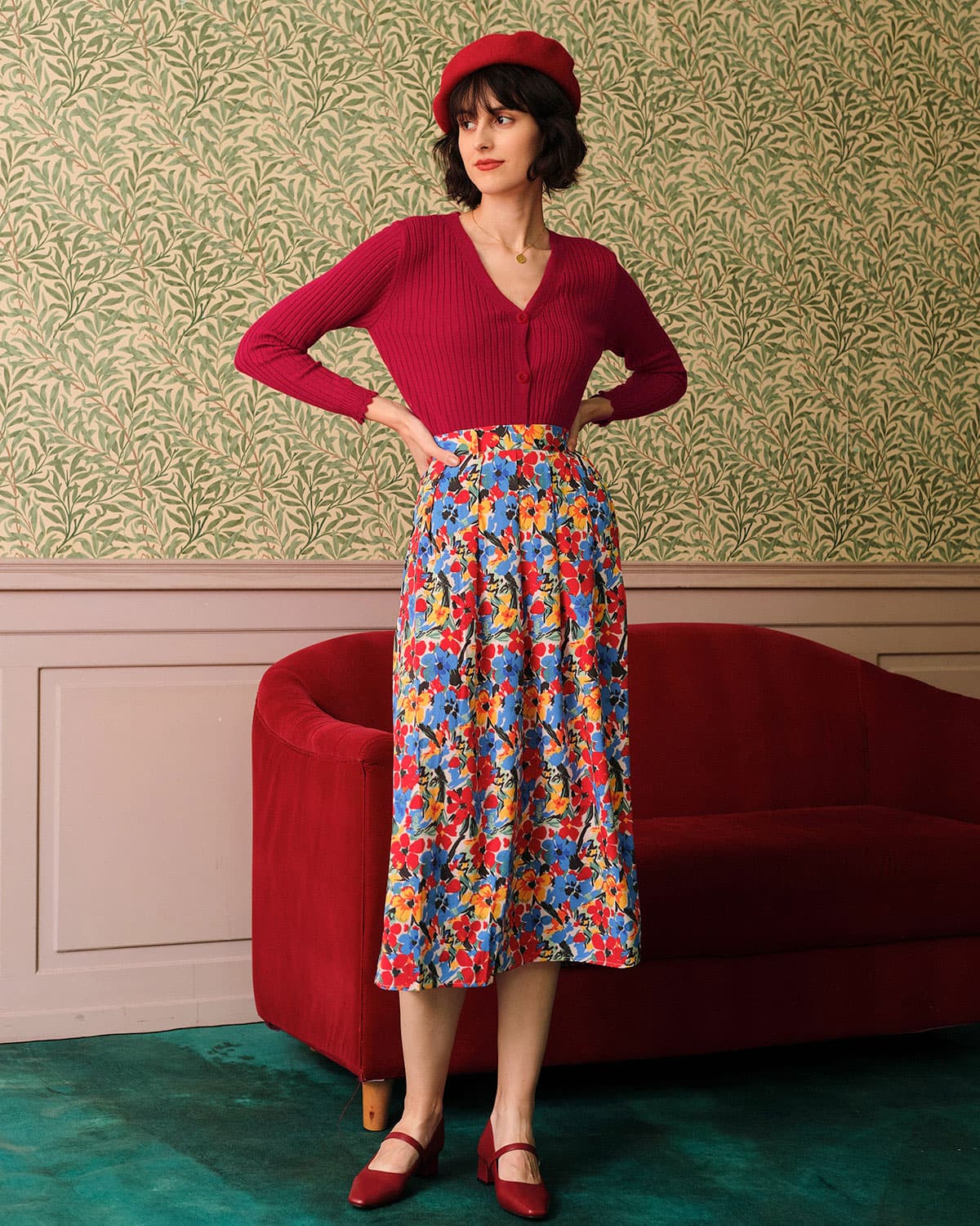 Απλή Ζακέτα Με Ριμπ Ντεκολτέ Και V Λαιμόκοψη