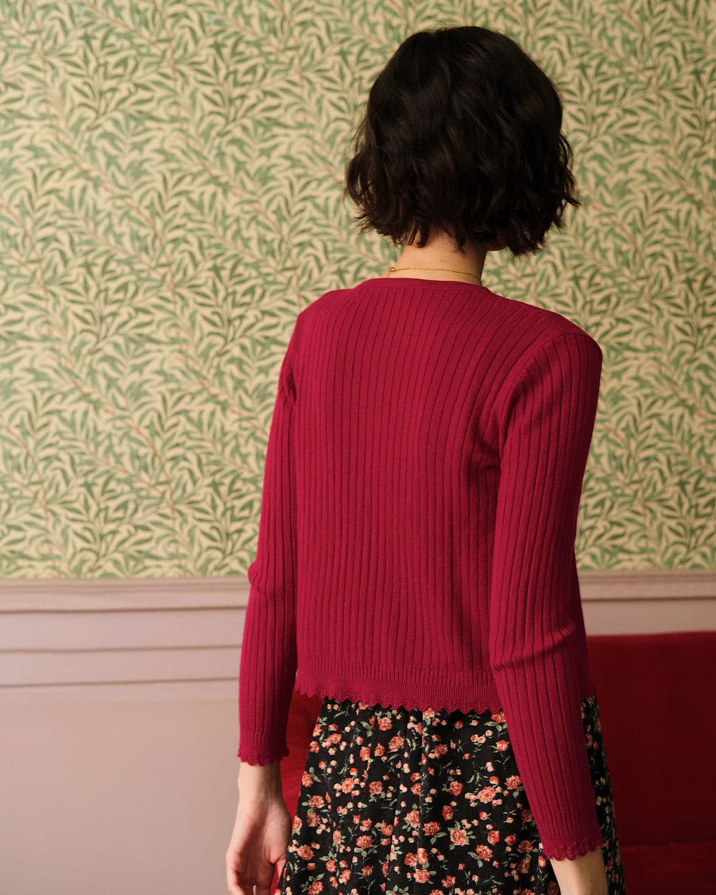 Απλή Ζακέτα Με Ριμπ Ντεκολτέ Και V Λαιμόκοψη